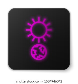 Glowing neon line Solstice icon isolated on white background. Black square button. Vector Illustration
