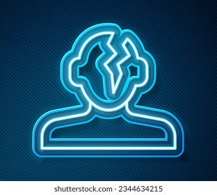 Glowing neon line Solution to the problem in psychology icon isolated on blue background. Therapy for mental health.  Vector
