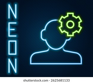 Solução para o problema em ícone de psicologia isolado no fundo preto. Terapia para saúde mental. Conceito de contorno colorido. Vetor