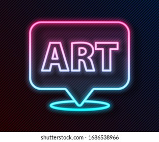 Glowing neon line Speech bubble with text art icon isolated on black background. Message icon. Communication or comment chat symbol.  Vector Illustration