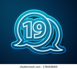 Glowing neon line Speech bubble with happy easter icon isolated on blue background.  Vector Illustration