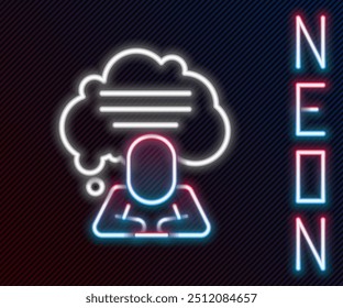 Glowing neon line Speech bubble chat icon isolated on black background. Message icon. Communication or comment chat symbol. Colorful outline concept. Vector