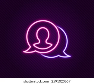 Glowing neon line Speech bubble chat icon isolated on black background. Message icon. Communication or comment chat symbol. Colorful outline concept. Vector