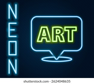 Glowing neon line Speech bubble with text art icon isolated on black background. Message icon. Communication or comment chat symbol. Colorful outline concept. Vector Illustration