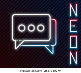 Glowing neon line Speech bubble chat icon isolated on black background. Message icon. Communication or comment chat symbol. Colorful outline concept. Vector Illustration