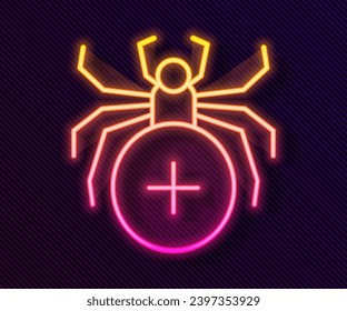 Glowing neon line Spider icon isolated on black background. Happy Halloween party.  Vector