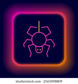 Glowing neon line Spider icon isolated on black background. Happy Halloween party. Colorful outline concept. Vector