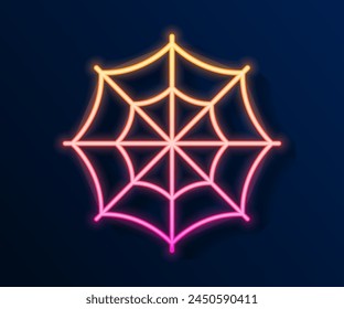 Icono de Web de araña de línea de neón brillante aislado sobre fondo negro. Signo de telaraña. Feliz Halloween.  Vector