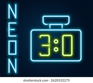 Glowing neon line Sport mechanical scoreboard and result display icon isolated on black background. Colorful outline concept. Vector