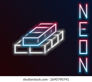 Glühende Neon-Linie Stapel Papiergeld-Symbol einzeln auf schwarzem Hintergrund. Geldscheine stapeln sich. Rechnungswährung. Farbiges Umrisskonzept Vektorgrafik