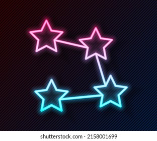 Glowing neon line Star constellation zodiac icon isolated on black background.  Vector