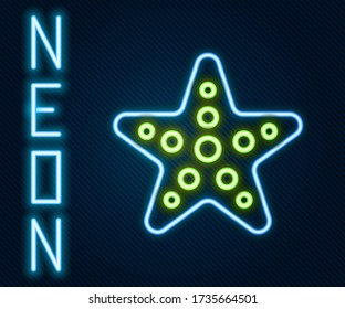 Glowing neon line Starfish icon isolated on black background. Colorful outline concept. Vector Illustration