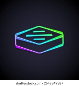 Glowing neon line Steak meat icon isolated on black background.  Vector