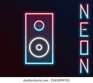 Glowing neon line Stereo speaker icon isolated on black background. Sound system speakers. Music icon. Musical column speaker bass equipment. Colorful outline concept. Vector Illustration