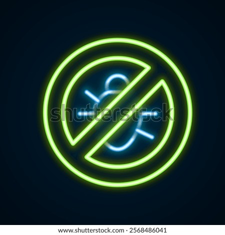 Glowing neon line Stop colorado beetle icon isolated on black background. Colorful outline concept. Vector