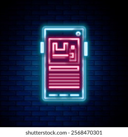 Glowing neon line Stop plastic pollution icon isolated on brick wall background. Ecological poster. Colorful outline concept. Vector