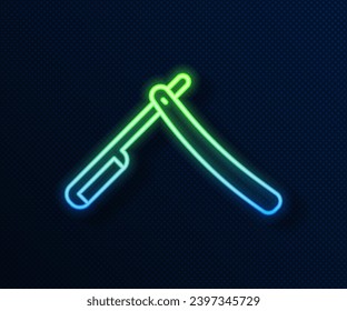 Icono de la afeitadora de neón recto aislado en fondo azul. Símbolo de la Barbería.  Ilustración vectorial