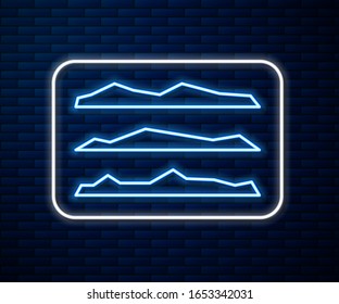 Glowing Neon Line Strips Of Cocaine Or Heroin Drug Icon Isolated On Brick Wall Background.  Vector Illustration