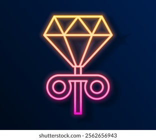 Glowing neon line Stud earrings icon isolated on black background. Jewelry accessories.  Vector