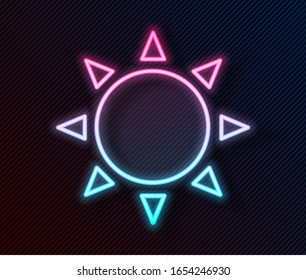 Glowing neon line Sun icon isolated on black background. Summer symbol. Good sunny day.  Vector Illustration