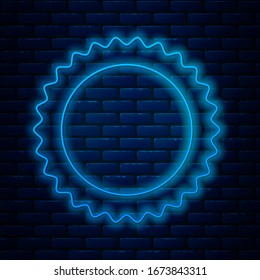 Glowing neon line Sun icon isolated on brick wall background. Summer symbol. Good sunny day.  Vector Illustration