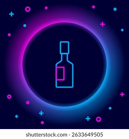 Glowing neon line Tabasco sauce icon isolated on black background. Chili cayenne spicy pepper sauce. Colorful outline concept. Vector
