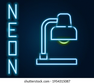 Glowing neon line Table lamp icon isolated on black background. Colorful outline concept. Vector