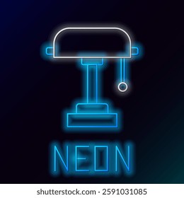 Glowing neon line Table lamp icon isolated on black background. Colorful outline concept. Vector