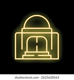 Glowing neon line taj mahal icon isolated on black background. Vector illustration