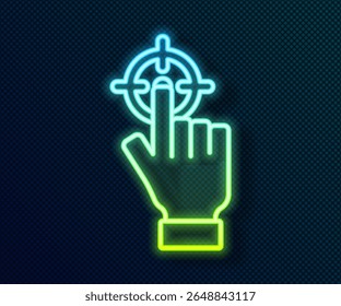 Glowing neon line Target financial goal concept icon isolated on black background. Symbolic goals achievement, success.  Vector
