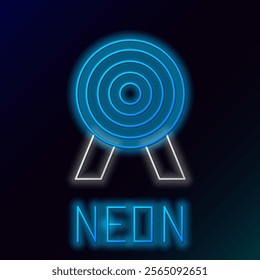 Glowing neon line Target icon isolated on black background. Dart board sign. Archery board icon. Dartboard sign. Business goal concept. Colorful outline concept. Vector