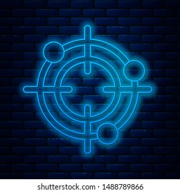 Glowing neon line Target sport for shooting competition icon isolated on brick wall background. Clean target with numbers for shooting range or pistol shooting. Vector Illustration Glowing neon line Target sport for shooting competition icon isolated on brick wall background. Clean target with numbers for shooting range or pistol shooting. Vector Illustration