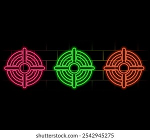 Glowing neon line Target sport icon isolated on black background. Clean target with numbers for shooting range or shooting. Vector Illustration.