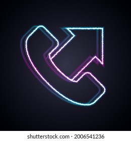 Glowing neon line Telephone 24 hours support icon isolated on black background. All-day customer support call-center. Full time call services.  Vector
