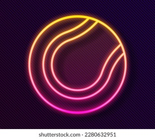 Glowing neon line Tennis ball icon isolated on black background. Sport equipment.  Vector