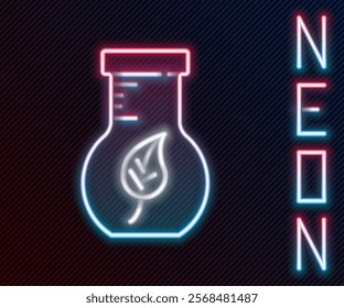 Glowing neon line Test tube and flask chemical laboratory test icon isolated on black background. Laboratory glassware sign. Colorful outline concept. Vector