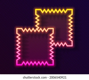 Glowing neon line Textile fabric roll icon isolated on black background. Roll, mat, rug, cloth, carpet or paper roll icon.  Vector