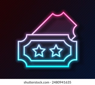 Icono de entrada de línea de neón brillante aislado sobre fondo negro. Parque de atracciones.  Vector