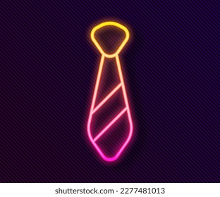 Icono de cordón de neón brillante aislado en fondo negro. Símbolo de corbata y manto de cuello.  Vector