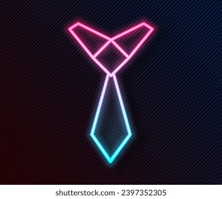 Glowing neon line Tie icon isolated on black background. Necktie and neckcloth symbol.  Vector