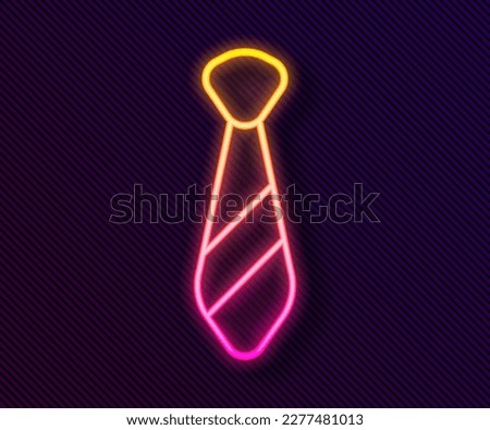 Glowing neon line Tie icon isolated on black background. Necktie and neckcloth symbol.  Vector