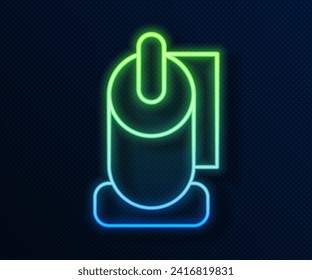 Glowing neon line Toilet paper roll icon isolated on blue background.  Vector