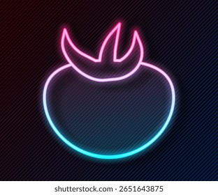 Linha de neon brilhante Ícone de tomate isolado no fundo preto.  Vetor