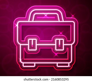 Glowing neon line Toolbox icon isolated on red background. Tool box sign.  Vector