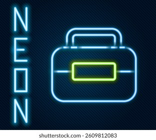 Glowing neon line Toolbox icon isolated on black background. Tool box sign. Colorful outline concept. Vector Illustration