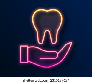 Glowing neon line Tooth icon isolated on black background. Tooth symbol for dentistry clinic or dentist medical center and toothpaste package.  Vector