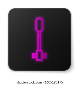 Glowing neon line Torch flame icon isolated on white background. Symbol fire hot, flame power, flaming and heat. Black square button. Vector Illustration