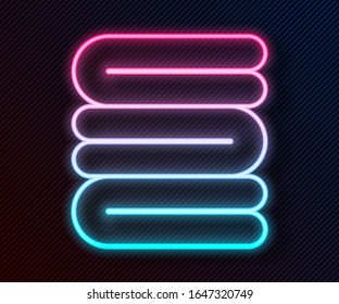 Glowing neon line Towel stack icon isolated on black background.  Vector Illustration