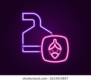 Glowing neon line Traditional brewing vessels in brewery icon isolated on black background. Beer brewing process. Distillery plant, brewery. Colorful outline concept. Vector