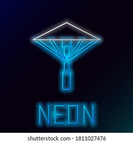 Glowing neon line Traditional Japanese umbrella from the sun icon isolated on black background. Colorful outline concept. Vector